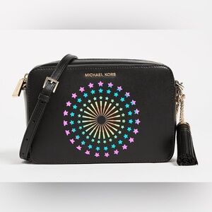 Michael Kors Ginny Light-up Firework Cowhide Leather Camera Crossbody Bag.